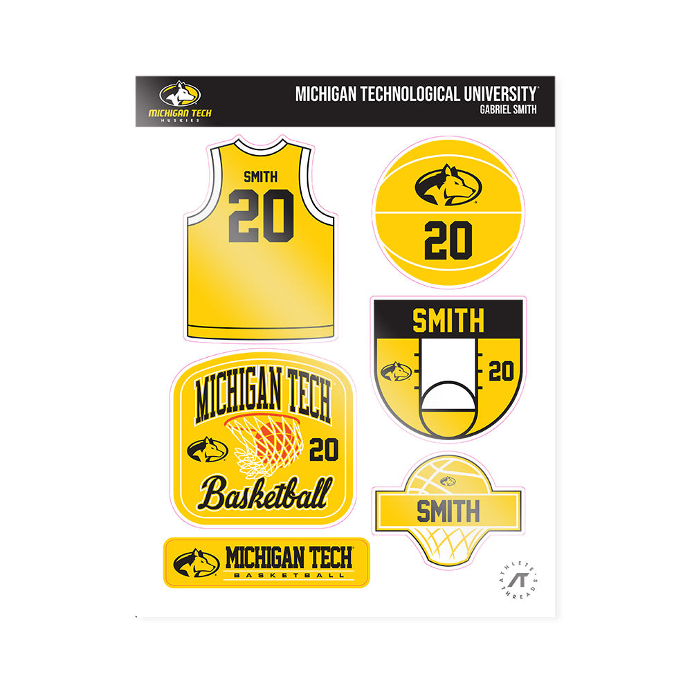 Michigan Tech - NCAA Men's Basketball : Gabriel Smith - Sticker Sheet-0