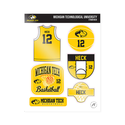 Michigan Tech - NCAA Men's Basketball : Ethan Heck - Sticker Sheet-0