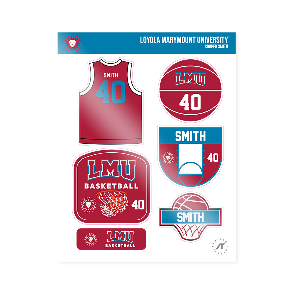 LMU - NCAA Men's Basketball : Cooper Smith - Sticker Sheet-0