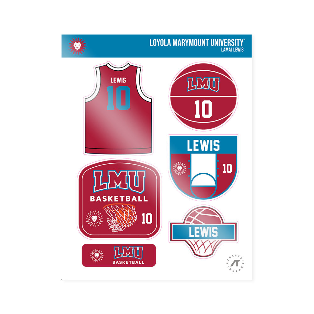 LMU - NCAA Men's Basketball : Lamaj Lewis - Sticker Sheet-0