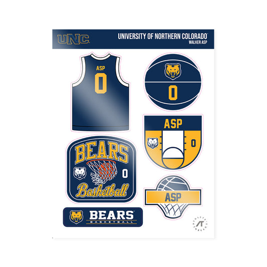 UNCO - NCAA Men's Basketball : Walker Asp - Sticker Sheet-0