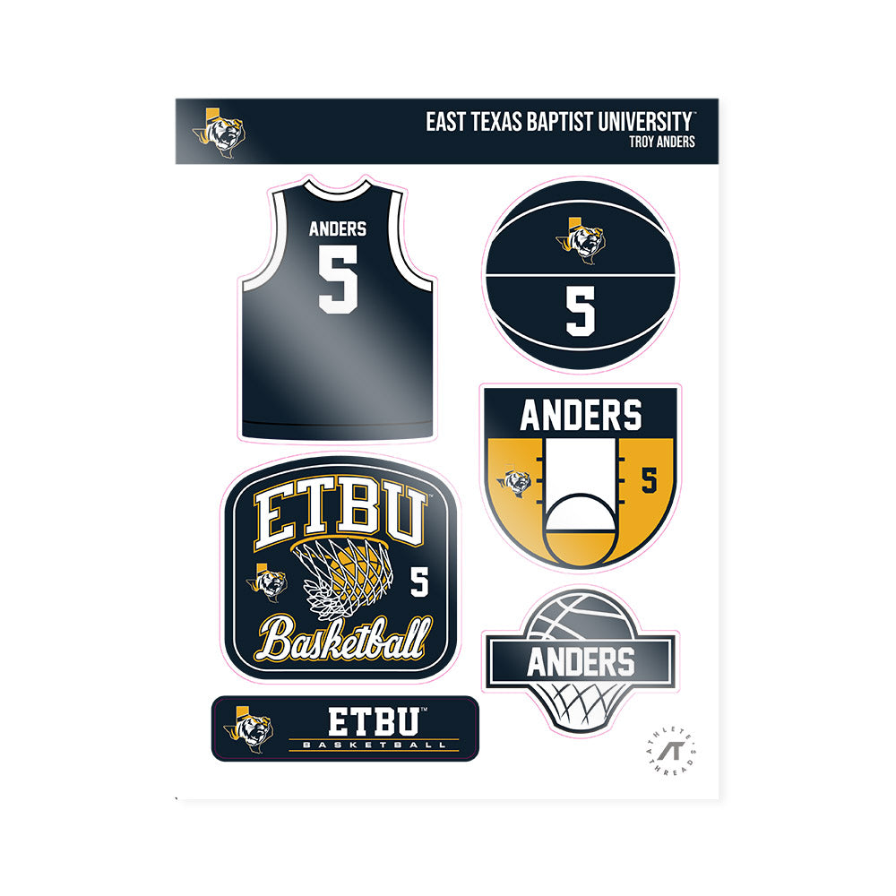 ETBU - NCAA Men's Basketball : Troy Anders - Sticker Sheet-0
