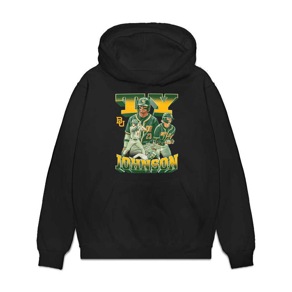 Baylor - NCAA Baseball : Ty Johnson - Collage Premium Hooded Sweatshirt-0