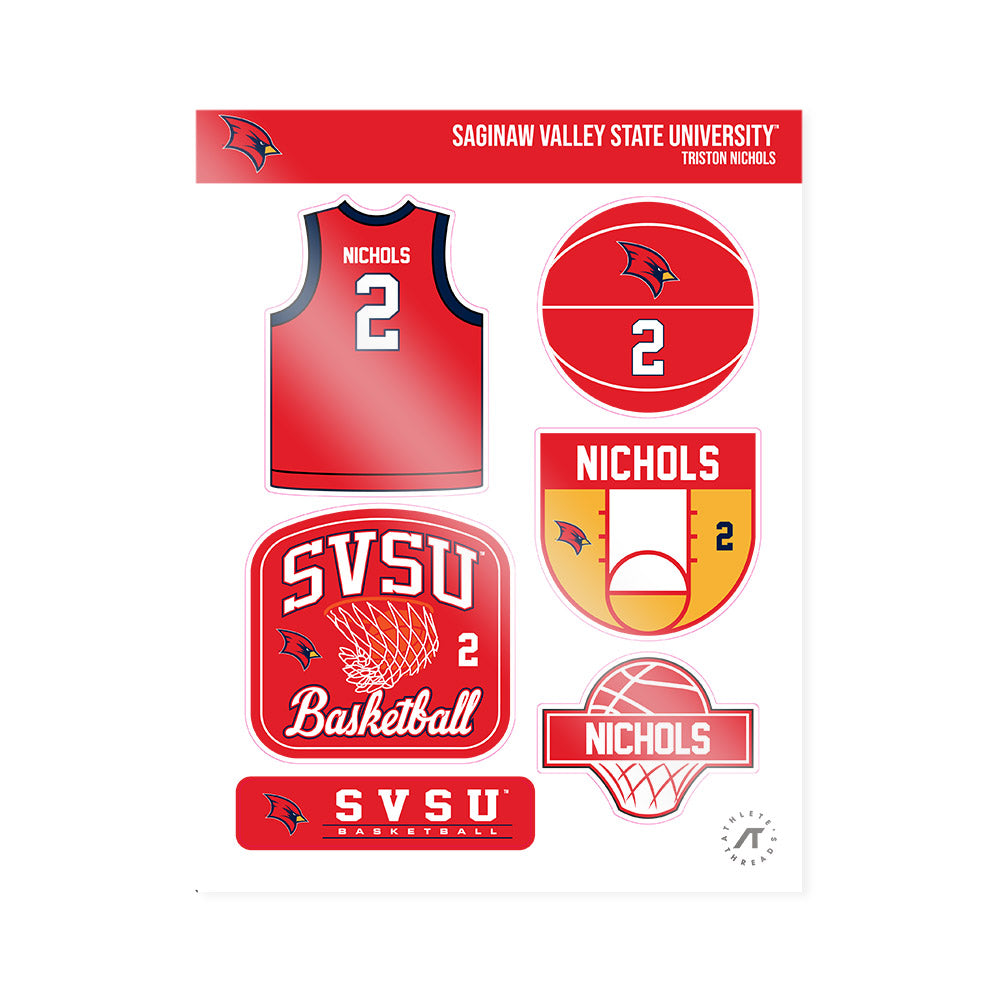 Saginaw Valley - NCAA Men's Basketball : Triston Nichols - Sticker Sheet-0