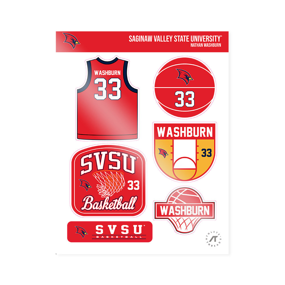 Saginaw Valley - NCAA Men's Basketball : Nathan Washburn - Sticker Sheet-0