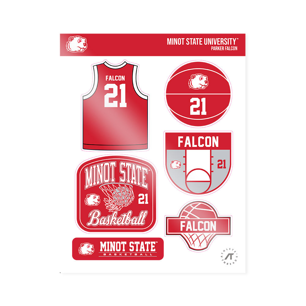 Minot State - NCAA Men's Basketball : Parker Falcon - Sticker Sheet-0