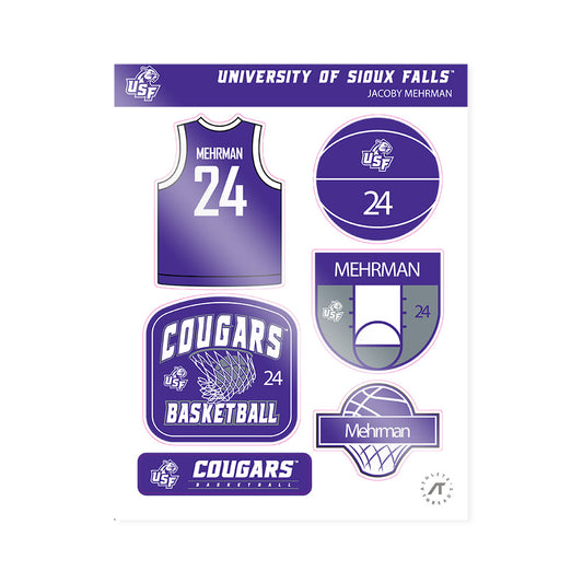 Sioux Falls - NCAA Men's Basketball : Jacoby Mehrman - Sticker Sheet-0
