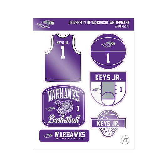 UW-Whitewater - NCAA Men's Basketball : Agape Keys Jr. - Sticker Sheet-0