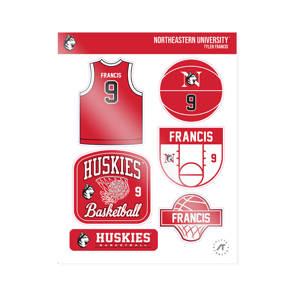 Northeastern - NCAA Men's Basketball : Tyler Francis - Sticker Sheet-0