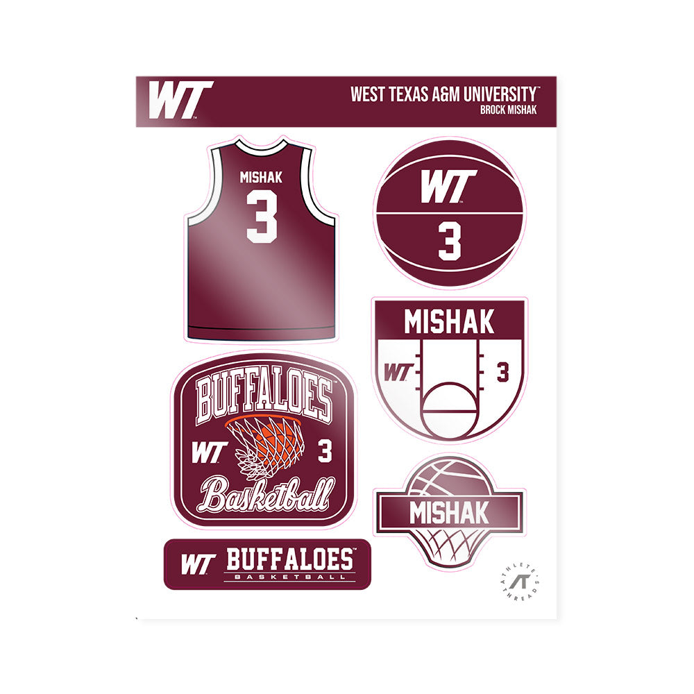 WTAMU - NCAA Men's Basketball : Brock Mishak - Sticker Sheet-0