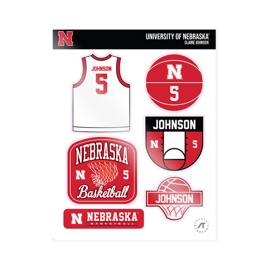 Nebraska - NCAA Women's Basketball : Claire Johnson - Sticker Sheet-0