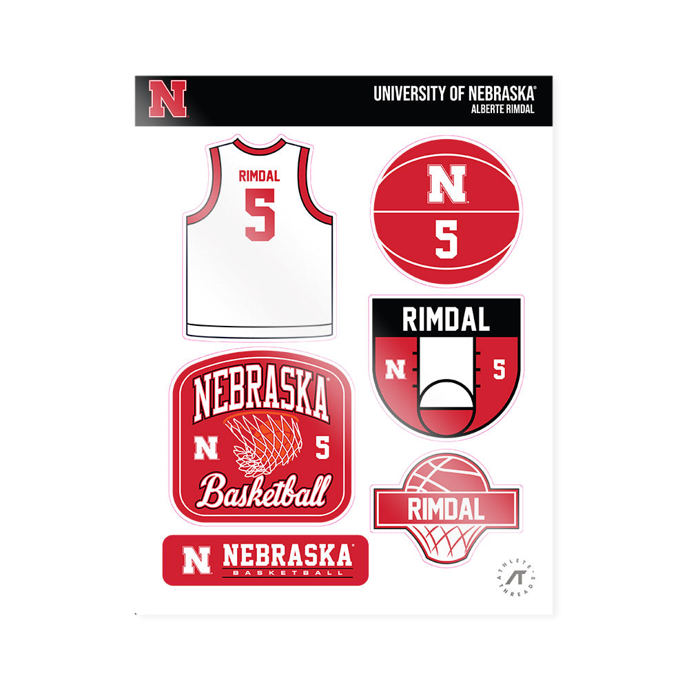 Nebraska - NCAA Women's Basketball : Alberte Rimdal - Sticker Sheet-0