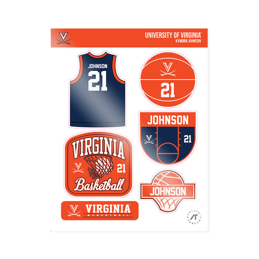 Virginia - NCAA Women's Basketball : Kymora Johnson - Sticker Sheet-0