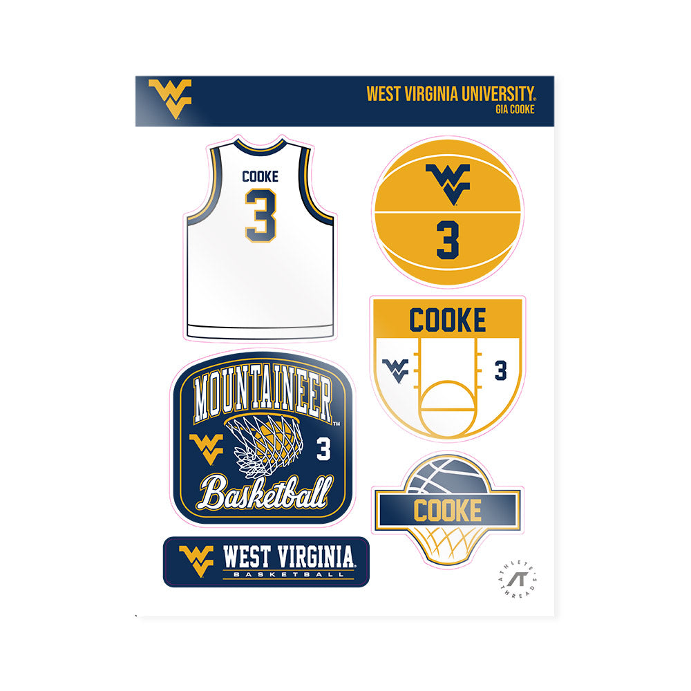 West Virginia - NCAA Women's Basketball : Gia Cooke - Sticker Sheet-0