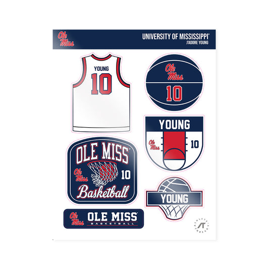 Ole Miss - NCAA Women's Basketball : J'Adore Young - Sticker Sheet-0