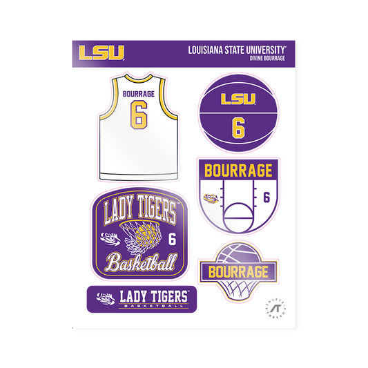 LSU - NCAA Women's Basketball : Divine Bourrage - Sticker Sheet-0