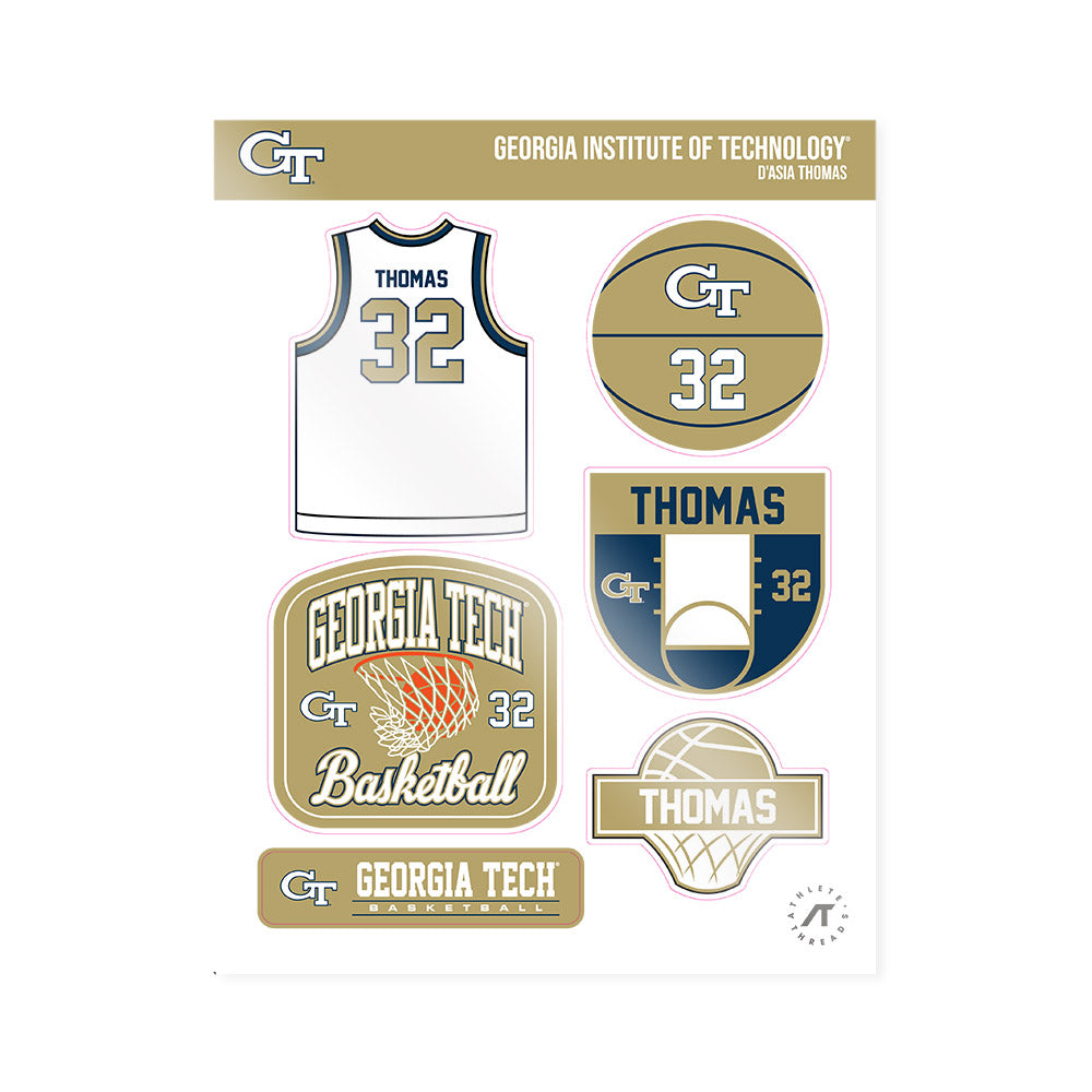Georgia Tech - NCAA Women's Basketball : D'Asia Thomas - Sticker Sheet-0