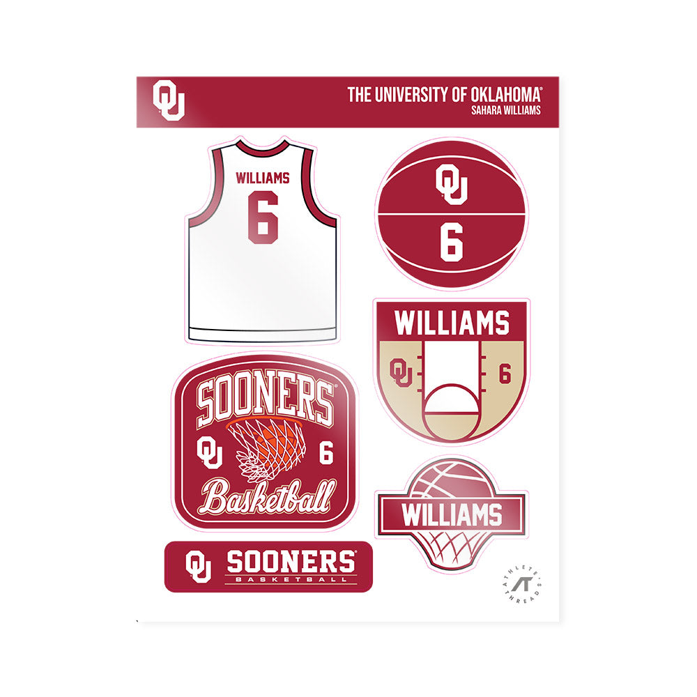Oklahoma - NCAA Women's Basketball : Sahara Williams - Sticker Sheet-0