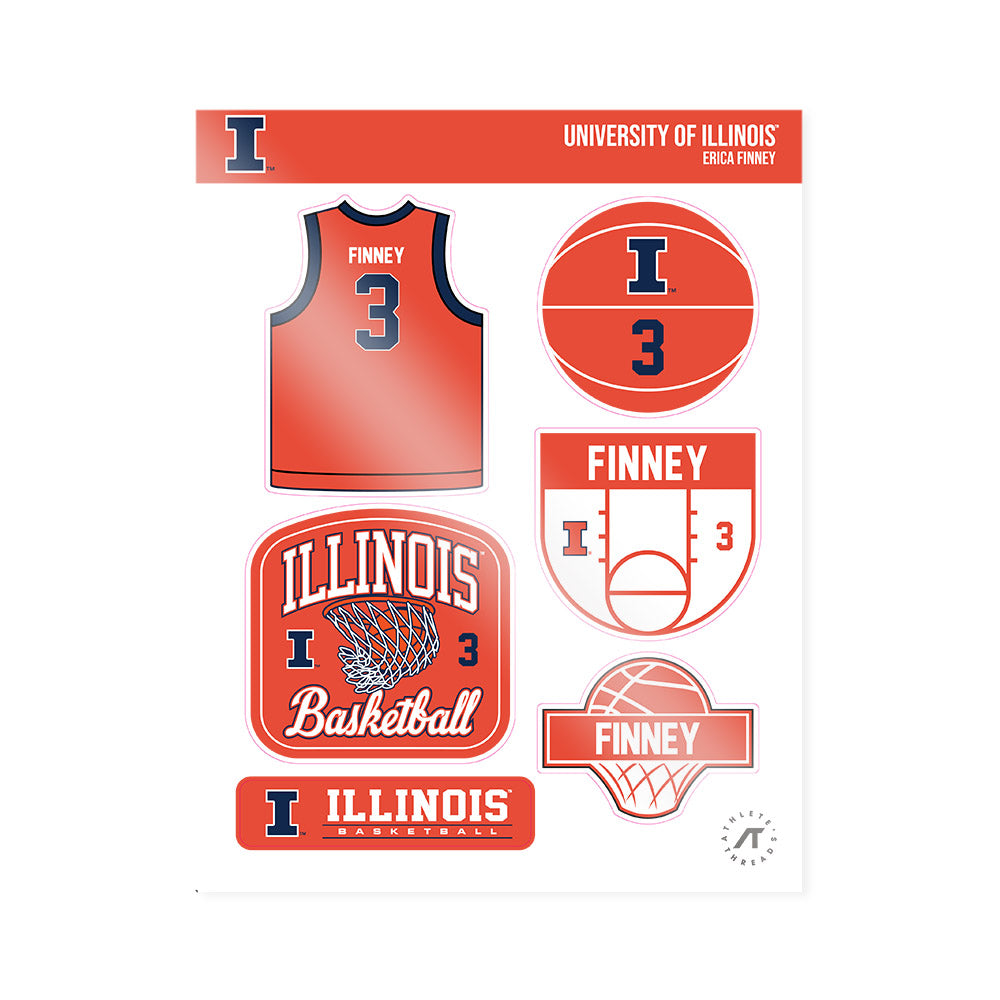 Illinois - NCAA Women's Basketball : erica finney - Sticker Sheet-0