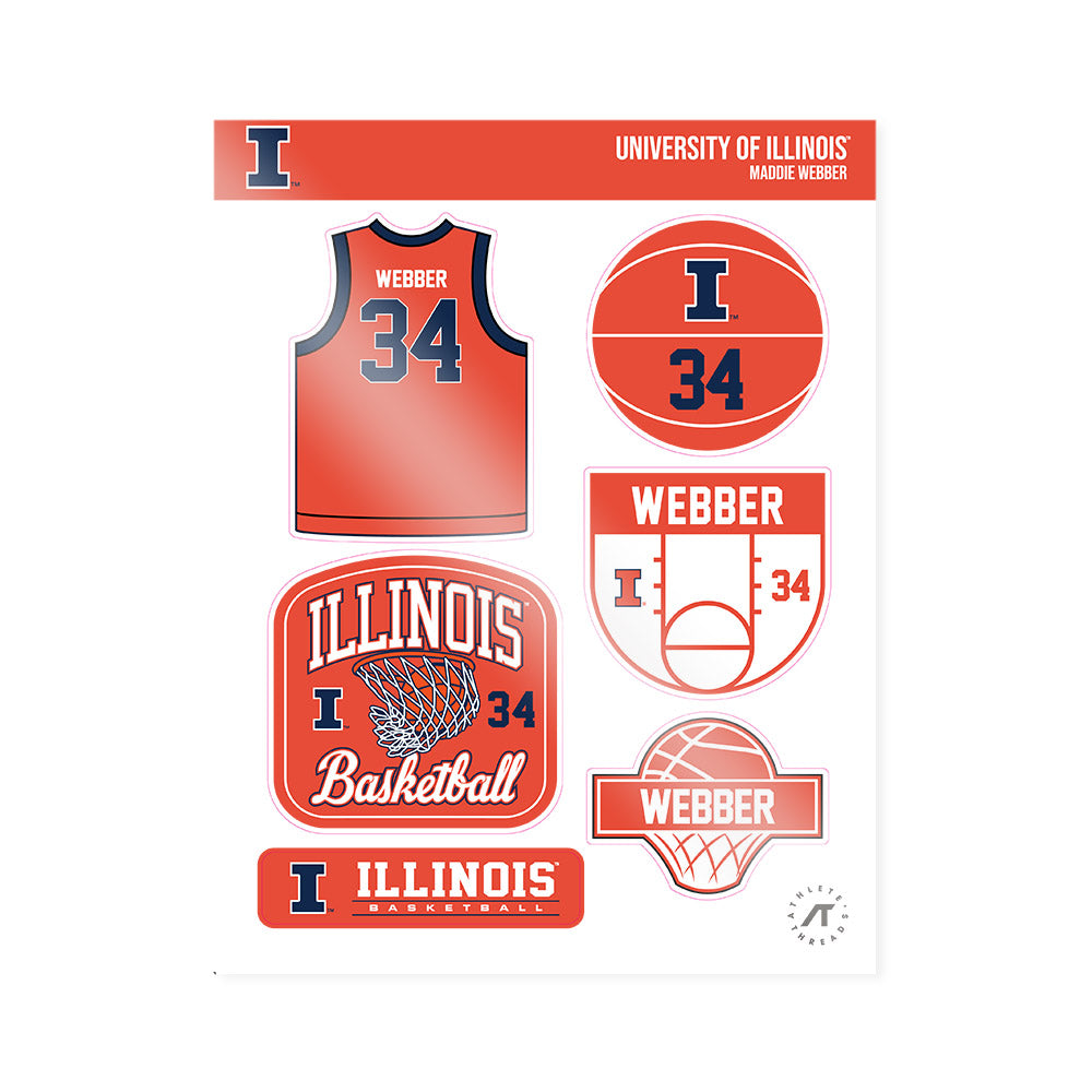 Illinois - NCAA Women's Basketball : Maddie Webber - Sticker Sheet-0
