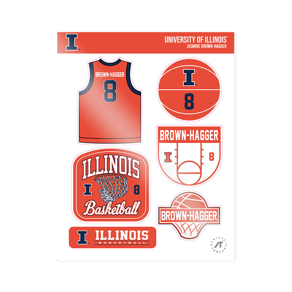 Illinois - NCAA Women's Basketball : Jasmine Brown-Hagger - Sticker Sheet-0