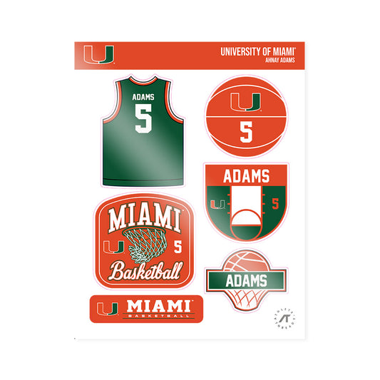 Miami - NCAA Women's Basketball : Ahnay Adams - Sticker Sheet-0