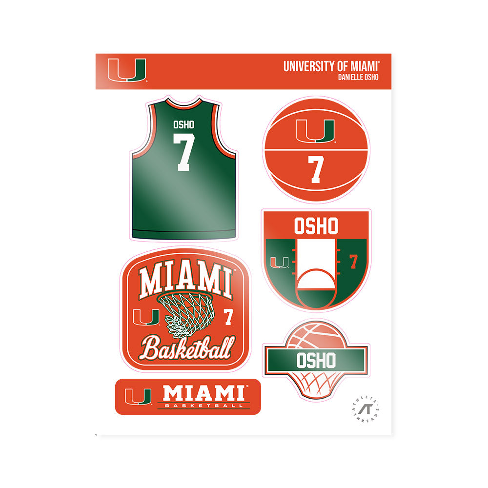 Miami - NCAA Women's Basketball : Danielle Osho - Sticker Sheet-0