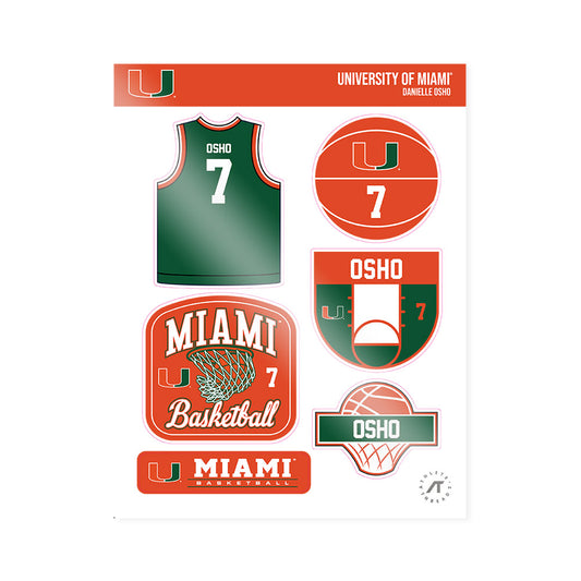 Miami - NCAA Women's Basketball : Danielle Osho - Sticker Sheet-0