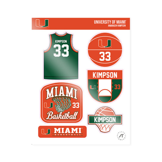 Miami - NCAA Women's Basketball : Amarachi Kimpson - Sticker Sheet-0