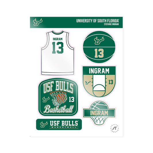 USF - NCAA Women's Basketball : Stefanie Ingram - Sticker Sheet-0