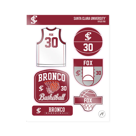 SCU - NCAA Women's Basketball : Kylee Fox - Sticker Sheet-0