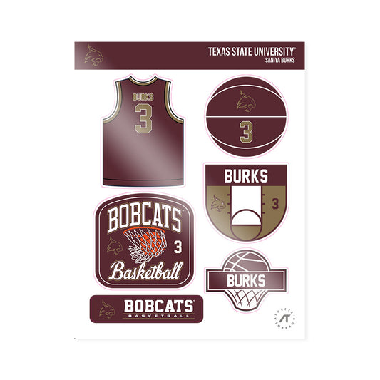 Texas State - NCAA Women's Basketball : Saniya Burks - Sticker Sheet-0