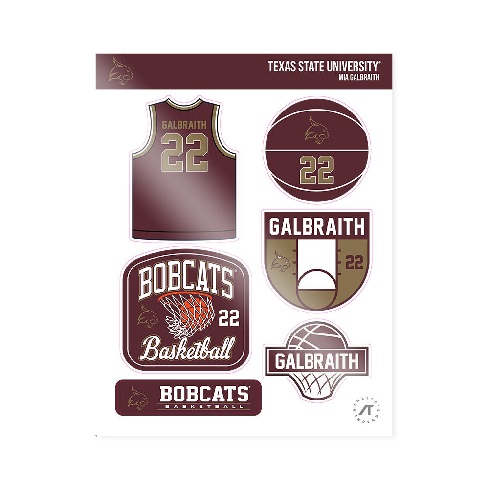 Texas State - NCAA Women's Basketball : Mia Galbraith - Sticker Sheet-0