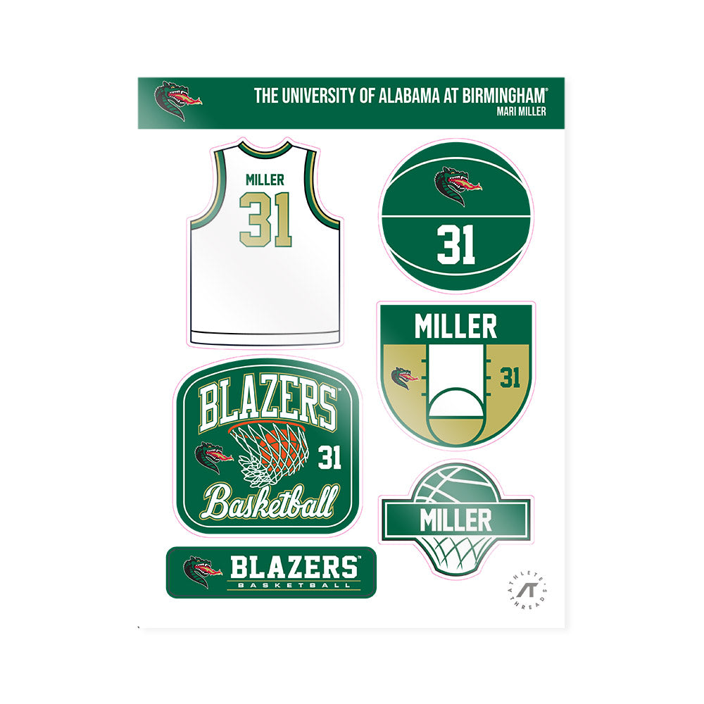 UAB - NCAA Women's Basketball : Mari Miller - Sticker Sheet-0