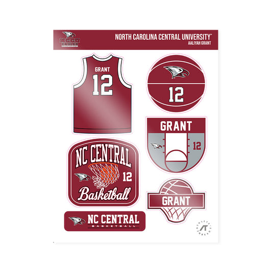 NCCU - NCAA Women's Basketball : Aaliyah Grant - Sticker Sheet-0