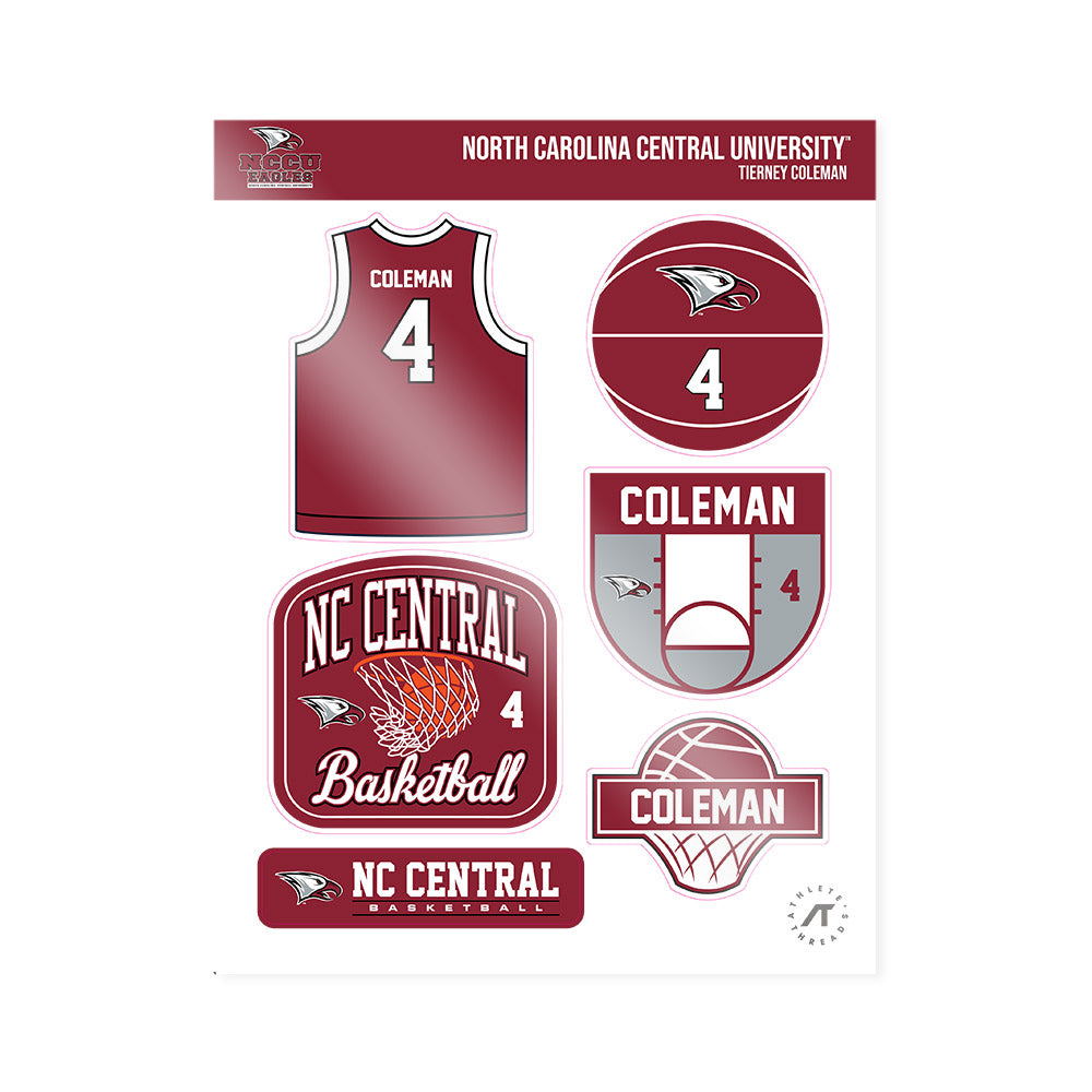 NCCU - NCAA Women's Basketball : Tierney Coleman - Sticker Sheet-0
