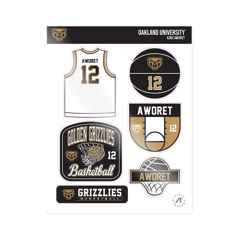 Oakland - NCAA Women's Basketball : Ilris Aworet - Sticker Sheet-0