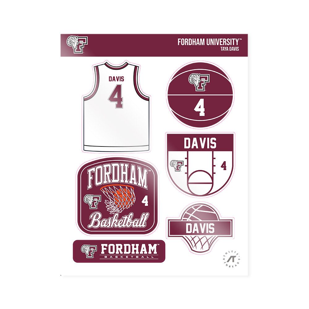 Fordham - NCAA Women's Basketball : Taya Davis - Sticker Sheet-0