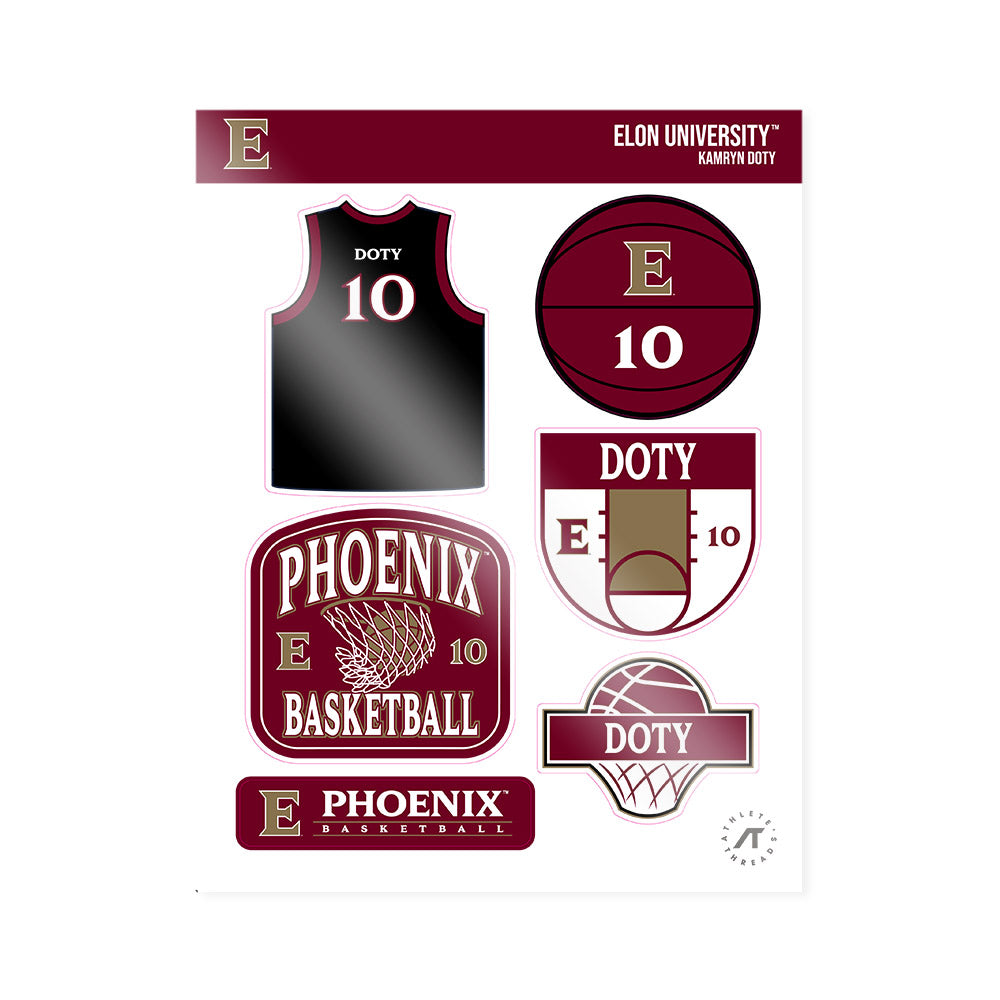 Elon - NCAA Women's Basketball : Kamryn Doty - Sticker Sheet-0