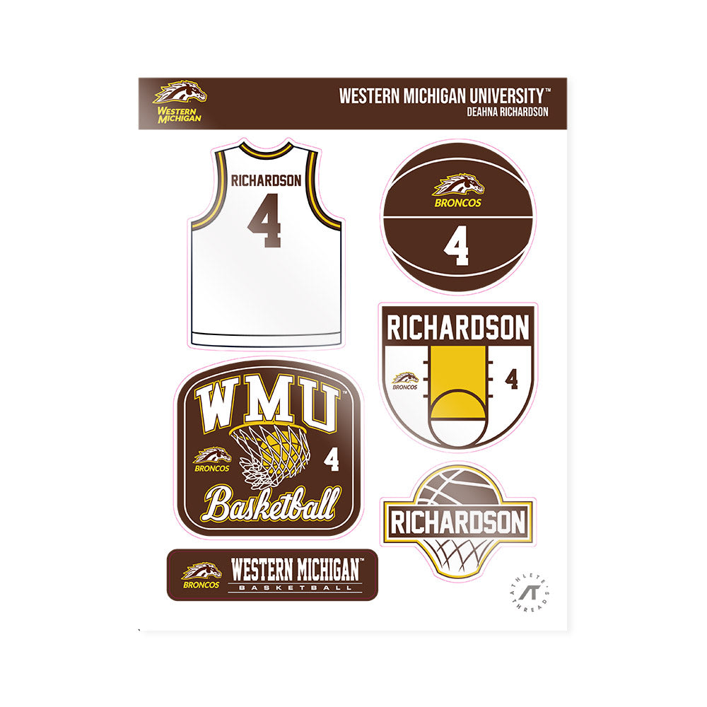 Western Michigan - NCAA Women's Basketball : DeAhna Richardson - Sticker Sheet-0