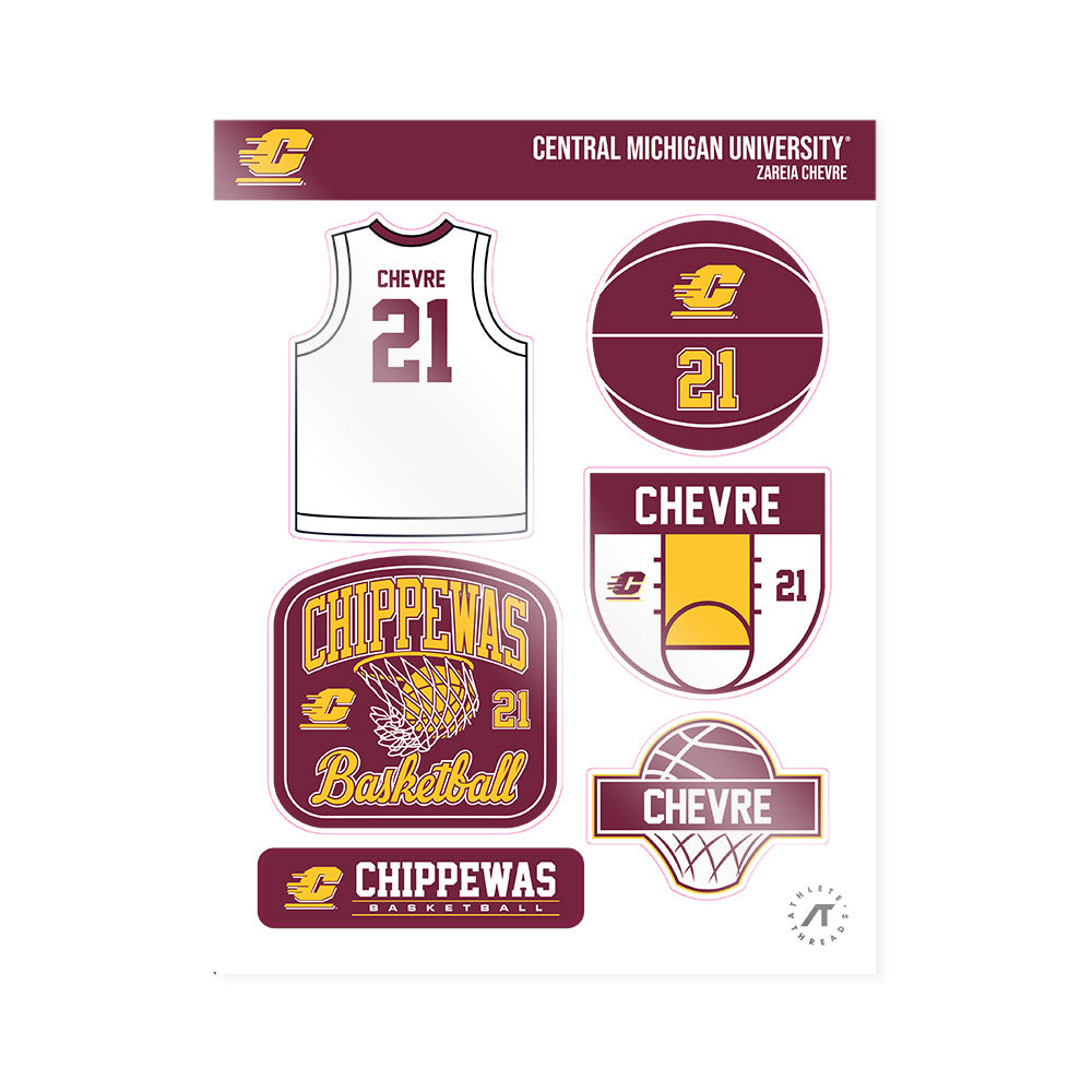 Central Michigan - NCAA Women's Basketball : Zareia Chevre - Sticker Sheet-0