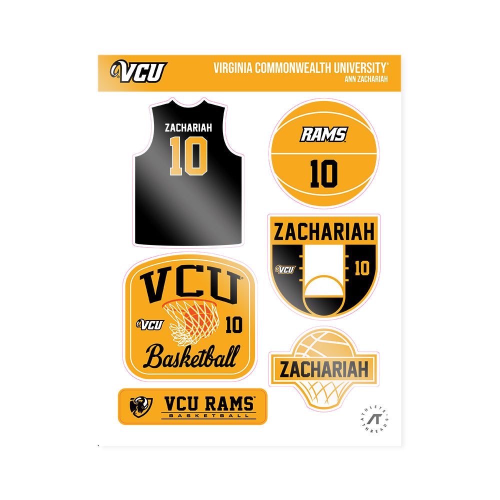 VCU - NCAA Women's Basketball : Ann Zachariah - Sticker Sheet-0