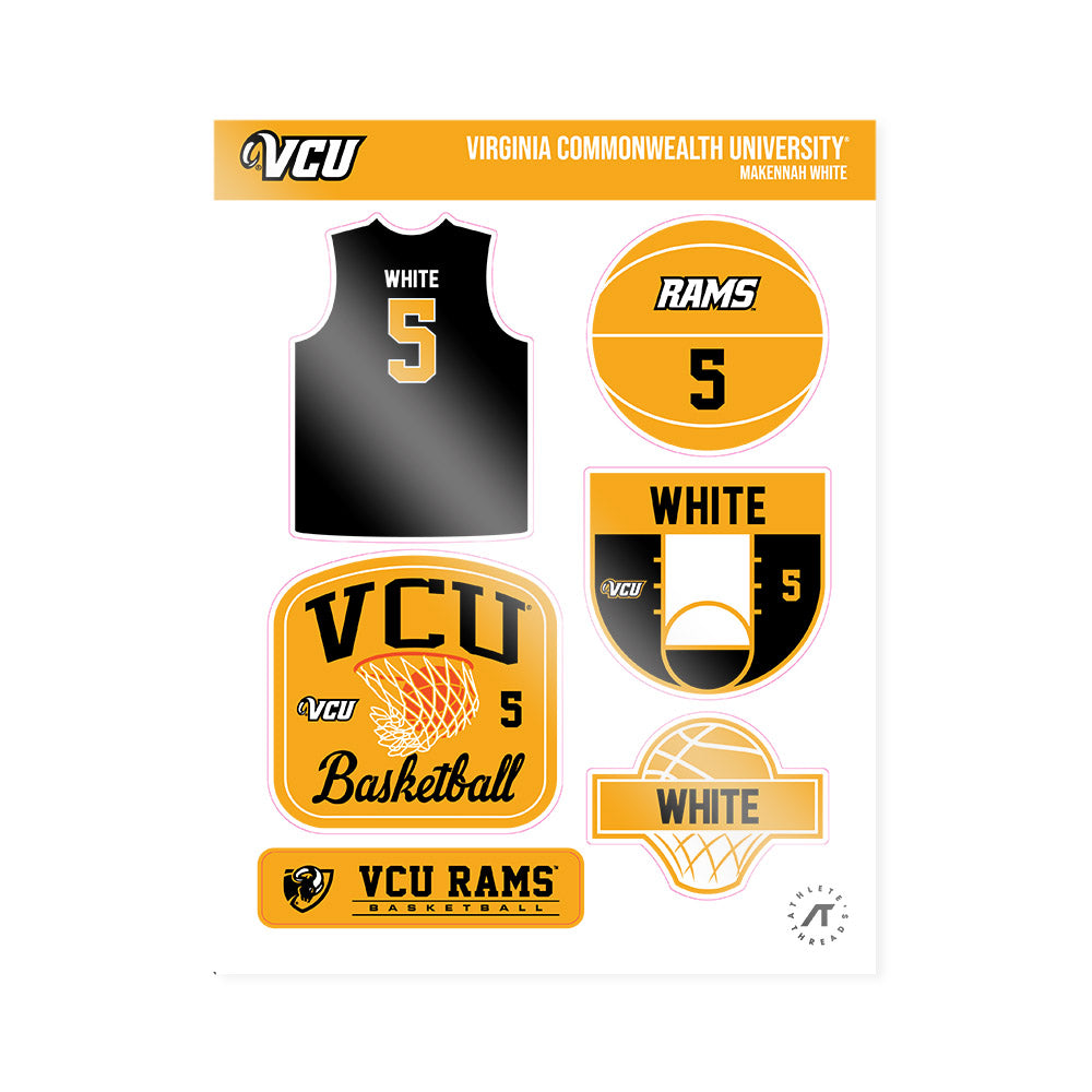 VCU - NCAA Women's Basketball : Makennah White - Sticker Sheet-0