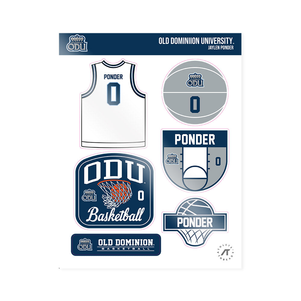 Old Dominion - NCAA Women's Basketball : Jaylen Ponder - Sticker Sheet-0