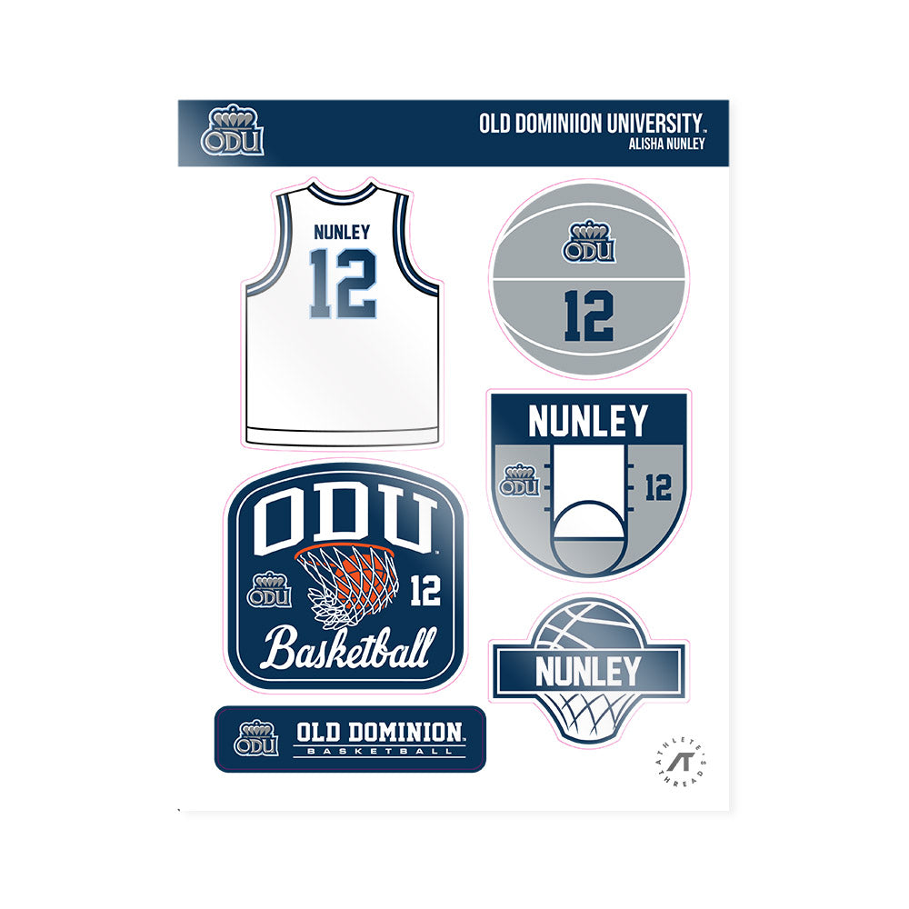 Old Dominion - NCAA Women's Basketball : Alisha Nunley - Sticker Sheet-0