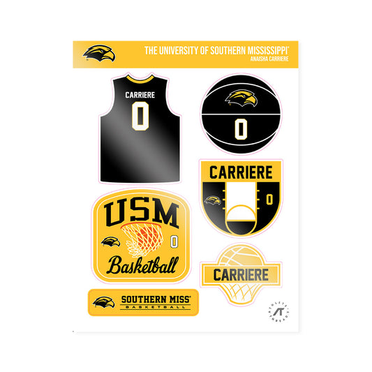 Southern Miss - NCAA Women's Basketball : Anaisha Carriere - Sticker Sheet-0