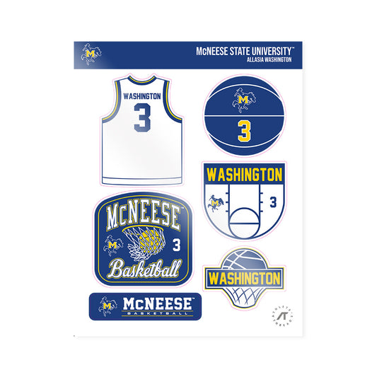 McNeese State - NCAA Women's Basketball : Allasia Washington - Sticker Sheet-0