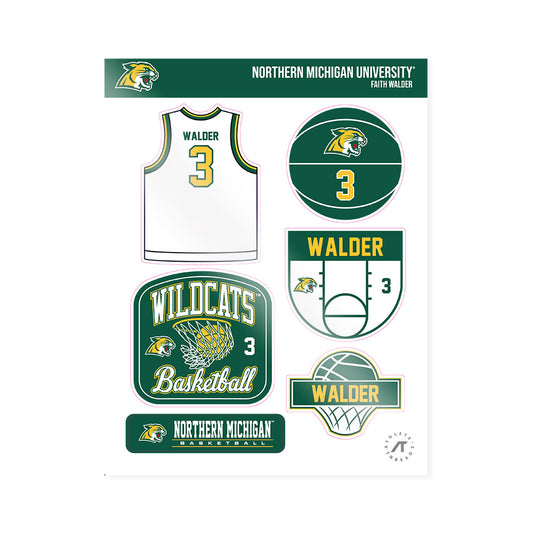 Northern Michigan - NCAA Women's Basketball : Faith Walder - Sticker Sheet-0