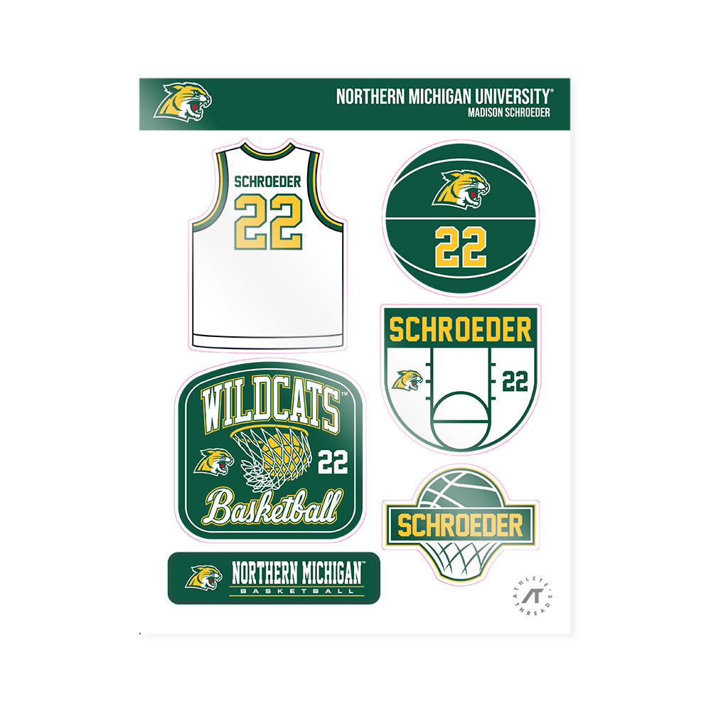 Northern Michigan - NCAA Women's Basketball : Madison Schroeder - Sticker Sheet-0