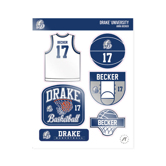 Drake - NCAA Women's Basketball : Anna Becker - Sticker Sheet-0